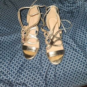 Midnight Velvet Metallic Strappy Heels